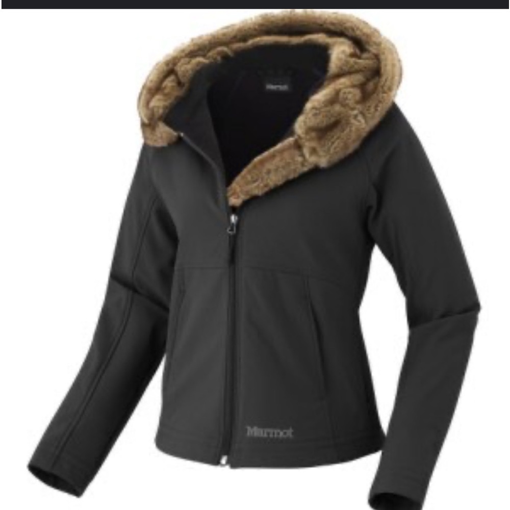 Marmot Black Jacket with Brown Fur Hood